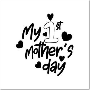 My 1st Mothers Day text template. Handwritten calligraphy Posters and Art